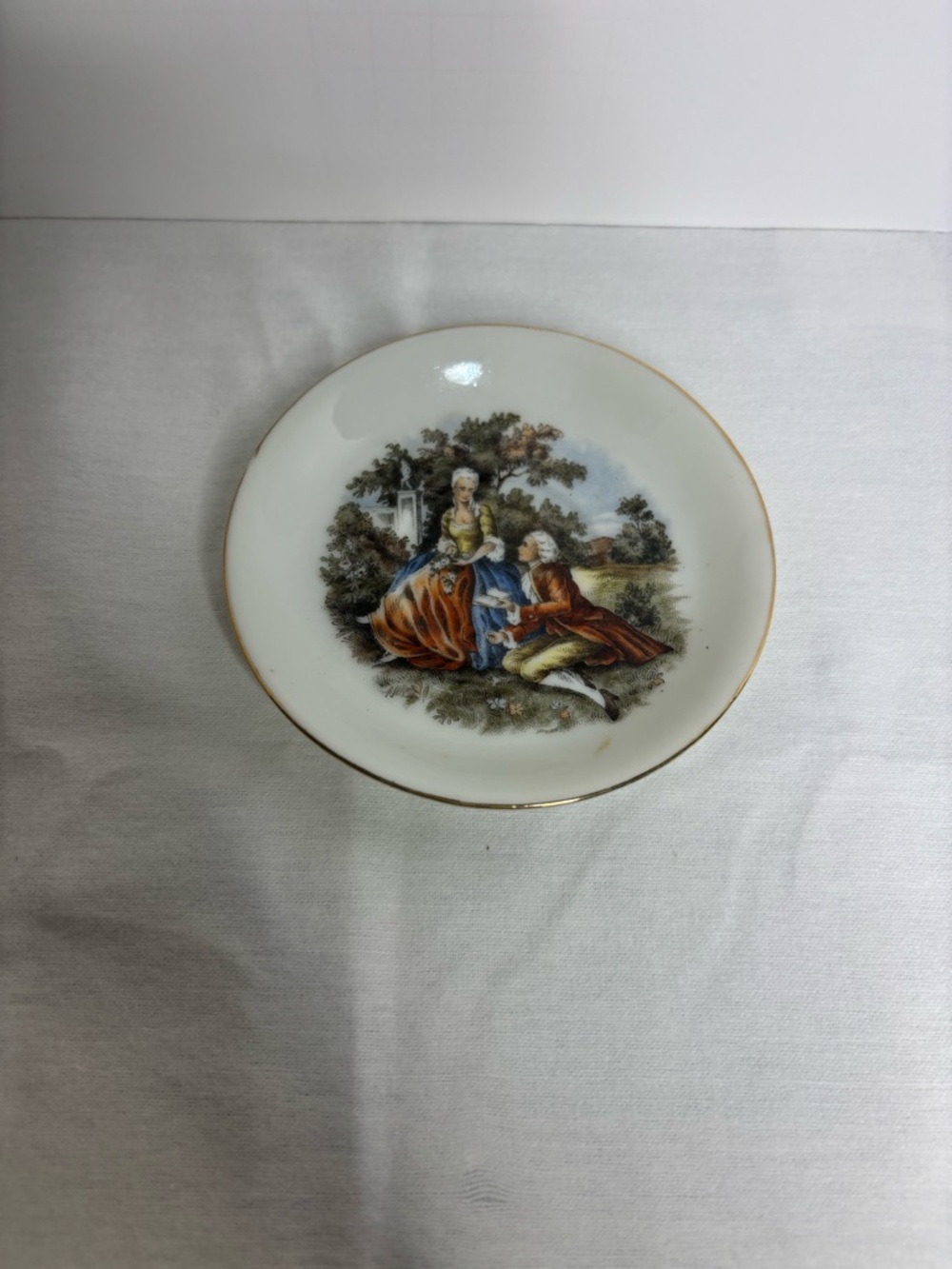 LB S.G.K. Demitasse Saucer Colonial Courting Couple  Made in Occupied Japan